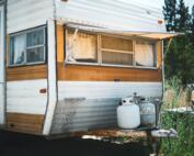 two propane tanks outside an RV trailer